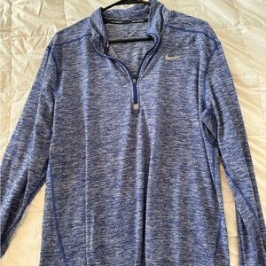 Nike Men's Heathered Blue Zip-Up Sweater
